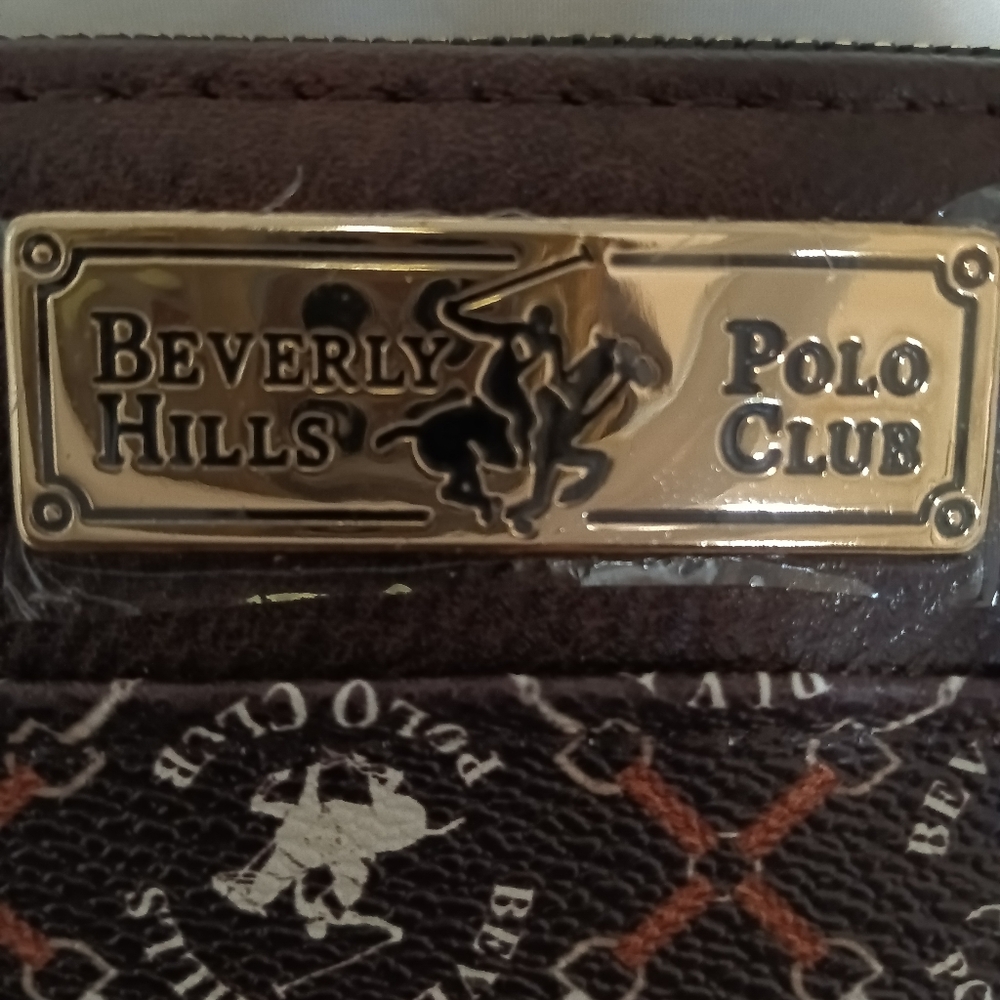 Beverly Hills Polo Club Brown and Orange Patterned Wristlet - Picture 3 of 5